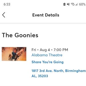 Alabama Theater, "The Goonies" tickets